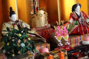 長崎街道松原宿ひな祭り、雛飾りのアップ写真